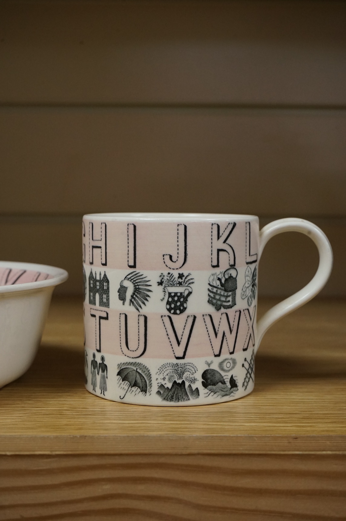 Eric Ravilious (1903-1942) for Wedgwood, an Alphabet pattern cup and bowl, 17cm diameter